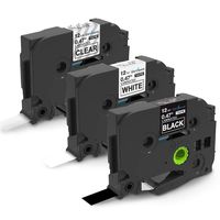 Wonfoucs Label Maker Tape 12mm 0.47 Laminated White/Clear/Black TZ TZe Tapes Replacement for Brother PTouch PT-1890, PT-D210, PT-D200, 3-Pack TZe-131/TZe-231/TZe-335