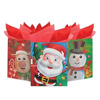 Mega Pack Christmas Gift Bags - Traditional Holiday Character Xmas Gift Bags - Bulk Pack of 12