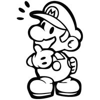 Paper Mario Thinking - Vinyl 5.5 Inches Tall (Color: Black) Decal Laptop Tablet Skateboard Car Windows Stickers