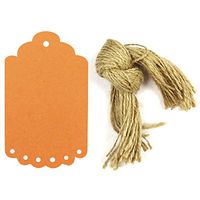 allydrew 50 Gift Tags/Kraft Hang Tags with Free Cut Strings for Gifts, Crafts & Price Tags, Large Scalloped Edge (Orange)