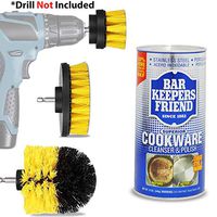 Bar Keepers Friend Cookware Cleaner Kit: 12 Oz Bartenders Friends Keeper Stainless Steel Cookware Powdered Cleanser & Polish, Complete Drill Brush Power Scrubber Attachment Set.