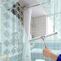 Tuscom Stainless Steel Wiper Suction Hook Window Bathroom Mirror Brush,Glass Window Soap Cleaner Wiper Squeegee (Silver)