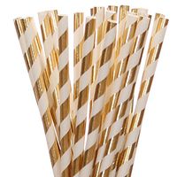 Biodegradable Paper Straws Gold Foil Striped (25)