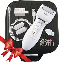 Electric Callus Remover USB Rechargeable Pedicure Foot File tool by Zoe+Ruth for Dry Cracked Dead Skin on your Heels and Feet. International Charger, 3 Rollers & Travel Friendly Storage Case.
