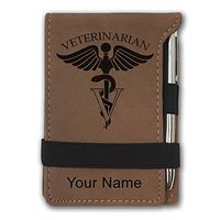 Mini Notepad, Veterinarian, Personalized Engraving Included (Dark Brown)