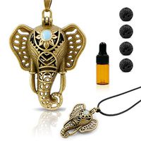 RoyAroma Essential Oil Diffuser Necklace, Elephant Aromatherapy Necklace, Bronze Pendant Locket, Waxed Rope