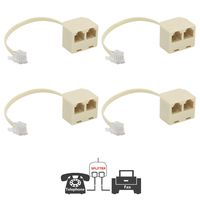 Two Way Telephone Splitters,Uvital Male to 2 Female Converter Cable RJ11 6P4C Telephone Wall Adaptor and Separator for Landline(Yellow,4 Pack)
