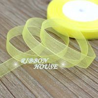 Ribbons - (50 yards/roll) 1/2''(12mm) yellow organza ribbons wholesale gift wrapping decoration Christmas ribbons