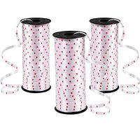 Tatuo 3 Rolls Valentine Ribbons Heart Curling Ribbon for Decoration and Gift Wrapping, 100 Yards of Each Roll (White Heart)