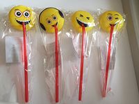 Nine (9) Fun Emoji Drinking Straw, Assorted face Designs