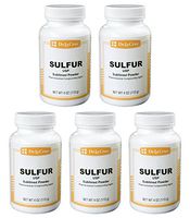De La Cruz Sulfur Powder 4 OZ. / USP Grade/Packed in USA/Tamper Evident Foil Seal Over Mouth of Bottle (5 Bottles)