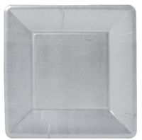 Entertaining with Caspari Entertaining Square Salad and Dessert Plates, Silver Leaf, Pk 16