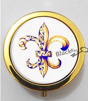 BlackKey Fleur De Lis Design 3-Compartment Decorative Pocket Gift Box Case Organizer for Pill, Color 2 -397