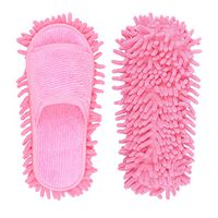Microfiber Slippers Floor Cleaning Mop Men and Women House Dusting Slippers Floor Cleaning Tool (Pink)