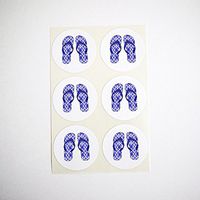 Flip Flops Sandals Stickers, Round Seals, Party Favor Labels, Cupcake Toppers, for Summer Themed Parties, Hawaiian Floral Pattern, 1.5 Inches, 30 Stickers, Purple