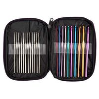 BetyBedy 22pcs Mixed Aluminum Handle Crochet Hooks, Ergonomic Knitting Needles, Weave Yarn Set, 0.6~6.5mm
