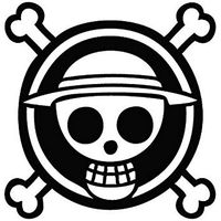 ONE PIECE ANIME LUFFY ROUND LOGO VINYL STICKERS SYMBOL 5.5" DECORATIVE DIE CUT DECAL FOR CARS TABLETS LAPTOPS SKATEBOARD - BLACK