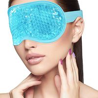 Sleeping Weighted Eye Mask for Woman Man Reusable Gel Beads Ice Pack with Soft Plush Backing Hot Cold Therapy Eye Pillow for Puffy Eyes, Dark Circles, Headaches, Migraines, Stress Relief - Blue