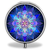 Compact Mini Portable Purple Floral 3 Compartments Travel Medical Medicine Case/Pill Organizer/Pill Box(Hing Hong Pill Case)