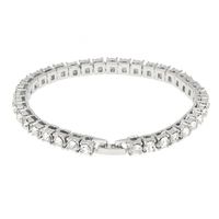 Hemlock Hip Hop Bracelet, Women Men Rhinestone Bracelet Chain Bling Crystal Bracelet (Silver)