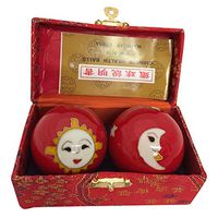 Baoding Balls Chinese Health Massage Exercise Stress Balls - Red Moon & Sun #2