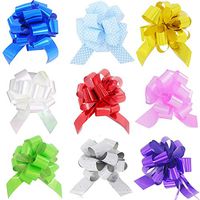 Yeeper Small Pull Bows/Christmas Gift Knot with Ribbon Strings to Wrap The Box or Floral Decoration, Pack of 9 in Diferent Colors (White/Red/Pink/Yellow/Green/Blue/Purple)