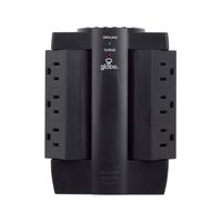Globe Electric 6-Outlet Swivel Space Saving Surge Protector Wall Tap 2-Pack, 1200 Joules, Black Finish 78340