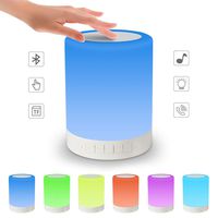 Alenbrathy Bedside Lamp with Wireless Bluetooth Speakers Touch Dimmable Table Lamp Night Light with TF Card, AUX Supported, Hands-Free Speakerphone, Metal Handle for Children Bedroom, Party, Camping