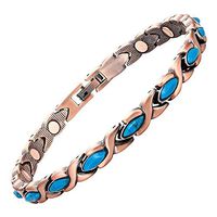 ProExl Copper Womens Magnetic Bracelet Turquoise Stones Varese 7.5" Gift Box
