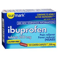 Sunmark Ibuprofen 200 mg Coated Caplets - 50 ct, Pack of 4
