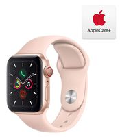 Apple Watch Series 5 (GPS + Cellular, 40mm) - Gold Aluminum Case with Pink Sport Band with AppleCare+ Bundle