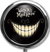 Smile Custom Round Black Pill Case Pocket 2.1 inches Medicine Tablet Holder Organizer Case for Purse/Three-Compartment Pill Box/Black Pill Case