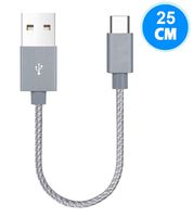 BLUELEC USB Short USB C to USB A Charger (0.8ft/25cm), Nylon Braided Fast Charging Cord Compatible Samsung Galaxy S9 S8 Note 8, Google Pixel 2 3 XL, LG V30 G6 G5, Moto z2, OnePlus 5 3T (Grey-1ft)