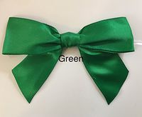 Pre-tied GREEN satin Gift bows 3 1/2" with clear twist tie (pack of 50)