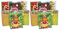 Set of 12 Large Gift Bags 11 3/4" x 10 1/4" - Features 6 Beautifully Festive Holiday Designs!