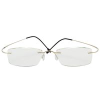 Titanium Reading Glasses Rimless Frame Prescription Hingeless Eyeglasses for Man Woman (Gold, 2.5)
