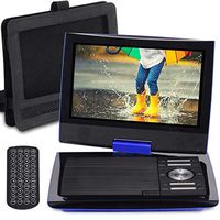 SUNPIN 11" Portable DVD Player for Car and Kids with 9.5 inch HD Swivel Screen, 5 Hour Rechargeable Battery, Dual Earphone Jack, Supports SD Card/USB/CD/DVD, with Extra Headrest Mount Case (Blue)