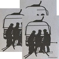 Chairlift Set of 3 Each on Gray Swedish Dishcloths | ECO Friendly Absorbent Cleaning Cloth | Reusable Cleaning Wipes