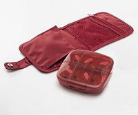 Meta-U Travel Plastic Pills Dispenser Box with a Nylon Bag Cover (Red)