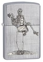 Zippo Custom Lighter: Day of the Dead Skeleton Couple - Linen Weave 78561