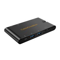 USB-C Multifunctional Hub, CableCreation USB Type C to HDMI 4K + VGA + USB 3.0 + Gigabit RJ45 Ethernet + Card Reader + USB-C PD Charging Dock Adapter, Thunderbolt 3 Compatible, Black
