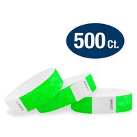 WristCo Neon Green 3/4" Tyvek Wristbands - 500 Pack Paper Wristbands For Events