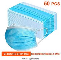 ᴍᴀsᴋ 50pcs 3-ply Non-Woven Disposable Face Cover Suitable for Any Activities Earloop Mouth Face Cover Blue