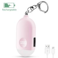 Safe Sound Personal Alarm,130DB Rechargeable Personal Alarm Siren Song with LED Light,Waterproof Emergency Security Alarm Keychain for Women,Kids and Elderly (Pink)