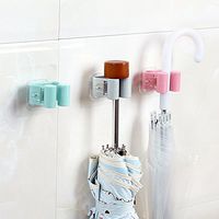 Mop Holder Wall Mounted Adhesive Broom Gripper No Drilling Clip Garage Storage Organizer Utility Racks for Bathroom Kitchen (A)