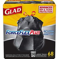 Glad Glad Large Drawstring Trash Bags - forceflexplus 30 Gallon Black Trash Bag - 68 Count, 68 Count