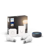 Philips Hue White LED Smart Button Starter Kit bundle with Echo Dot (3rd Gen) Charcoal