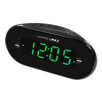 HANNLOMAX HX-123CR Alarm Clock Radio, PLL AM/FM Radio, Green LED 1.2 Inches Display, Dual Alarms, Dimmer