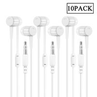 Wholesale Kids Bulk Earbuds Headphones Earphones 10 Pack for Schools Classroom Students, Libraries, Hospitals Individually Bagged 10Pack (White