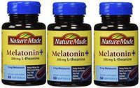 Nature Made Melatonin+ 200mg L-Theanine Dietary Supplement Liquid Softgels - 60 CT (Pack of 3)